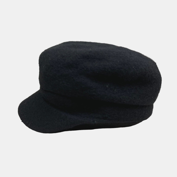 Black Wool Blend Bling‎ Cadet Hat Cap Women Elastic Trim Grommet Detailing OSFM - Picture 2 of 6